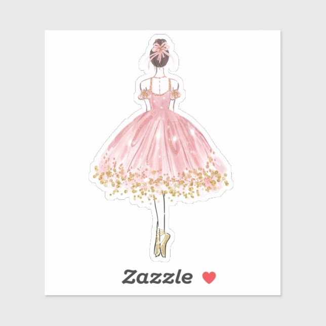 Pink/Gold Ballerina Cut Vinyl Sticker (Sheet)