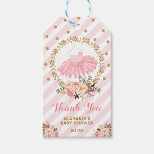 Pink & Gold Ballerina Tutu Baby Shower Birthday Gift Tags