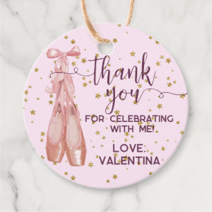Pink & Gold Ballet Shoes Ballerina Party Thank You Favour Tags