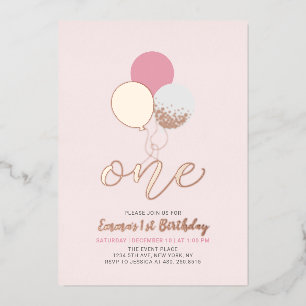 Pink & Gold Balloons   One 1st Girl Birthday Party