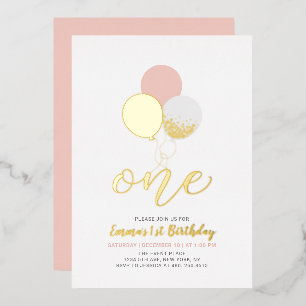 Pink & Gold Balloons   One 1st Girl Birthday Party