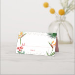 Pink Gold Bat Mitzvah Tropical Floral Watercolor Place Card<br><div class="desc">No Bat Mitzvah party is complete without personalised place cards. Let your favourite Bat Mitzvah be proud, rejoice and celebrate her milestone at her perfectly coordinated party. Stylish, stunning, colourful, tropical watercolor bird of paradise flowers, faux gold Star of David and glitter dots, along with rose pink modern sans serif...</div>