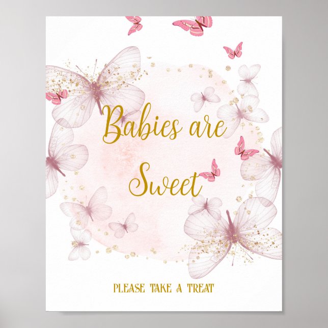 Pink & Gold Birthday  Babies are Sweet Table Sign (Front)