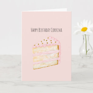 Pink Gold Birthday Cake Card