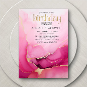 Pink Gold Birthday Invitation