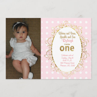 Pink & Gold birthday invitations | Ribbons & Bows