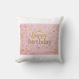 Pink Gold birthday luxurious elegant extravagant  Cushion