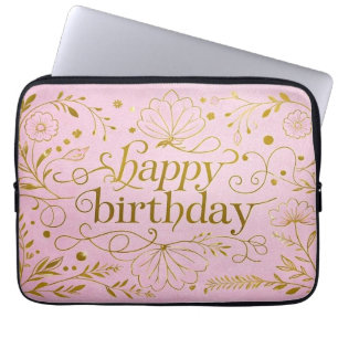 Pink Gold birthday luxurious elegant extravagant Laptop Sleeve