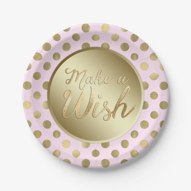 Pink Gold Birthday Party Paper Plate (Front)