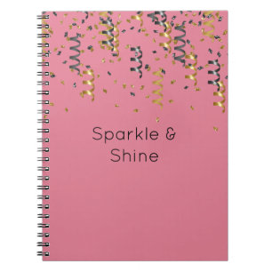 Pink Gold Black Confetti Notebook