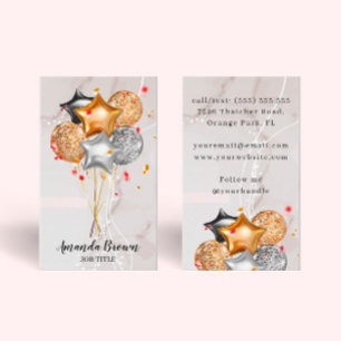 Pink Gold Black Event Planner Balloon Artist Business Card