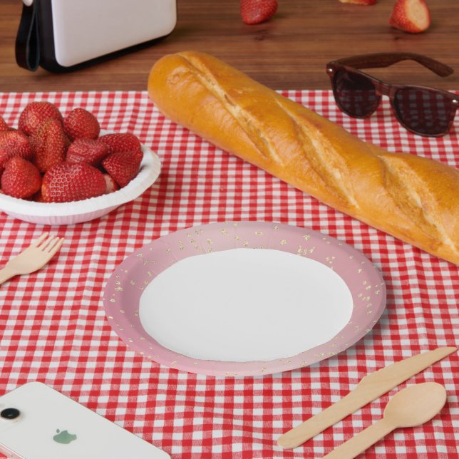 Pink Gold Bling Birthday Paper Plate (Picnic)