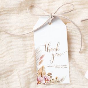 Pink Gold Boho Floral Pampas Grass Bridal Shower  Gift Tags