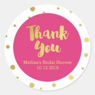 Pink Gold Bridal Shower Thank You Favour Sticker