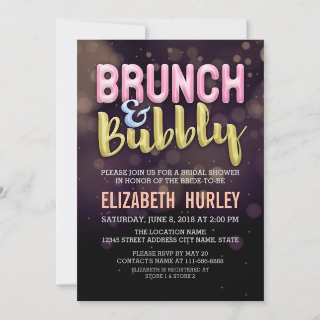 Pink Gold Brunch & Bubbly Bridal Shower Invitation (Front)