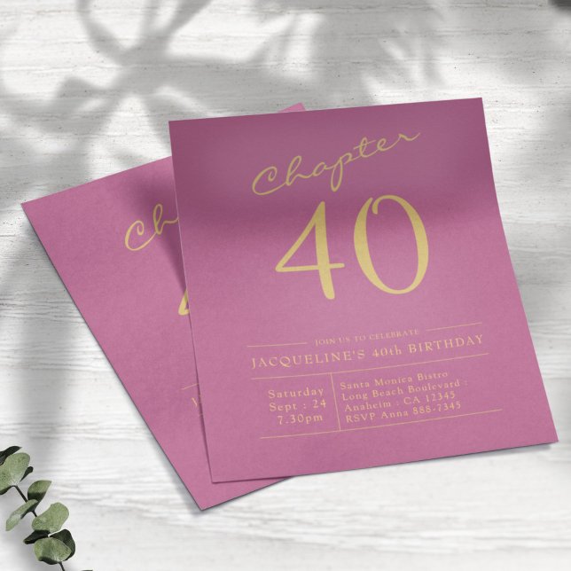 Pink Gold Budget 40th Birthday Invitation Flyer (Creator Uploaded)