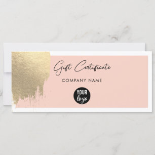Pink & Gold Business Logo Gift Certificate Voucher