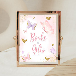 Pink Gold Butterfly Spring Books and Gifts Poster