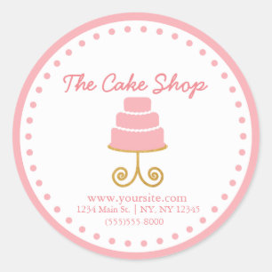 Pink Gold Cake Bakery Business Sticker Label