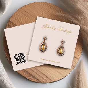 Pink Gold Calligraphy QR Code Earring Display Card