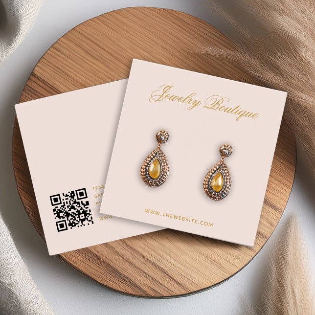 Pink Gold Calligraphy QR Code Earring Display Card (Creator Uploaded)