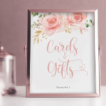 Pink & Gold Cards & Gifts Sign<br><div class="desc">A Sweet Baby Girl Is On The Way! Celebrate the upcoming arrival of your new bundle of joy with my chic blush and pink watercolor floral baby shower cards and gifts sign. Featuring beautiful blush and pink watercolor flowers. Personalize this joyful invitation with your party details easily and quickly; press...</div>