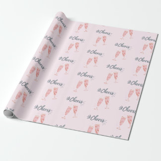 Pink gold cheers champagne  wrapping paper