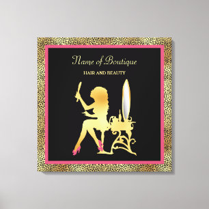 Pink Gold Cheetah Print Beauty Boutique Sign