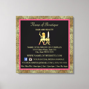 Pink Gold Cheetah Print Boutique Information Sign
