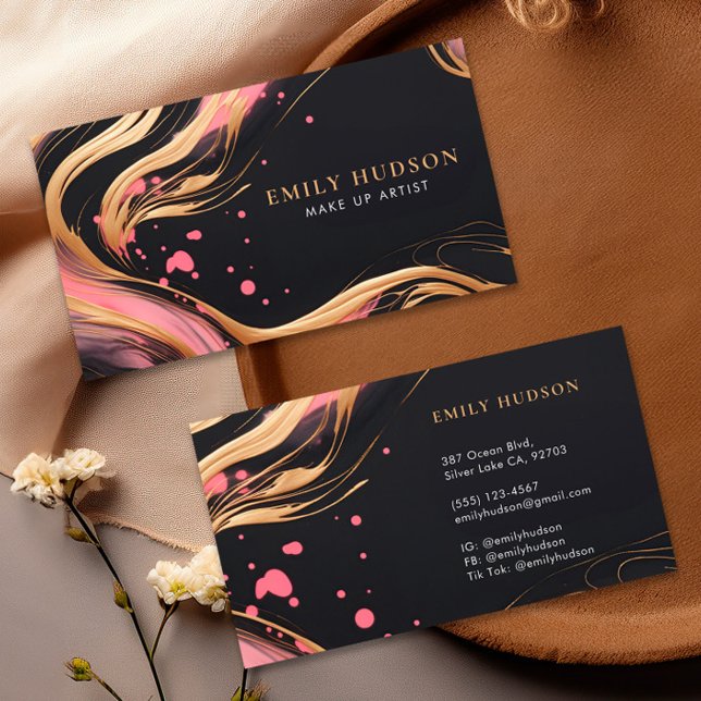 Pink Gold Chic Fashion Aesthetic  Business Card (Creator Uploaded)