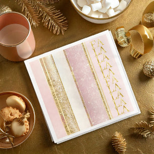 Pink Gold Christmas Fa La La Pattern#27 ID1009 Napkin