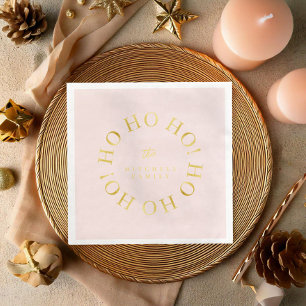 Pink Gold Christmas Ho Ho Ho ID1009 Napkin
