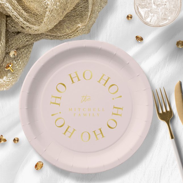 Pink Gold Christmas Ho Ho Ho ID1009 Paper Plate (Creator Uploaded)