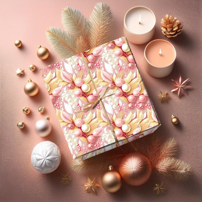 Pink Gold Christmas Merry Pattern#17 ID1009 Wrapping Paper (Creator Uploaded)