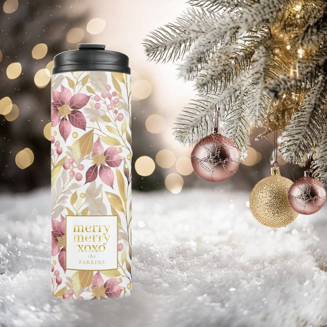 Pink Gold Christmas Merry Pattern#21 ID1009 Thermal Tumbler (Creator Uploaded)