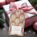 Pink Gold Christmas Merry Pattern#4 ID1009 Gift Tags<br><div class="desc">If you are wondering what colour combinations to pick for your Christmas decor and gift wrap supplies this year, I've created collections of coordinating patterns to make life just a bit easier. This Christmas gift tag features an ornate geometrical design, in an ornate Baroque style of deep pink and gold...</div>