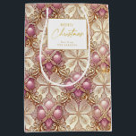 Pink Gold Christmas Merry Pattern#4 ID1009 Medium Gift Bag<br><div class="desc">If you are wondering what colour combinations to pick for your Christmas decor and gift wrap supplies this year, I've created collections of coordinating patterns to make life just a bit easier. This Christmas gift gag features an ornate geometric pattern in an eye-catching pink and gold colour palette. A template...</div>