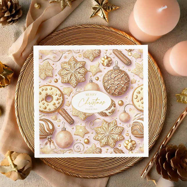 Pink Gold Christmas Pattern#12 ID1009 Napkin (Creator Uploaded)