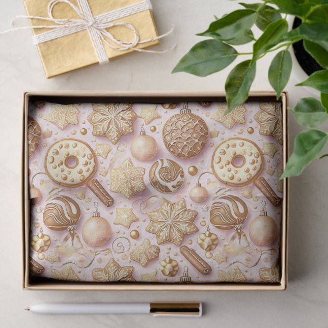 Pink Gold Christmas Pattern#12 ID1009 Wrapping Tissue Paper (Gift)