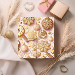 Pink Gold Christmas Pattern#12 ID1009 Wrapping Wrapping Paper<br><div class="desc">If you are wondering what colour combinations to pick for your Christmas decor and gift wrap supplies this year, I've created collections of coordinating patterns to make life just a bit easier. This whimsical design of Christmas ornaments and cookies is shown here in a blush pink and gold colour palette....</div>