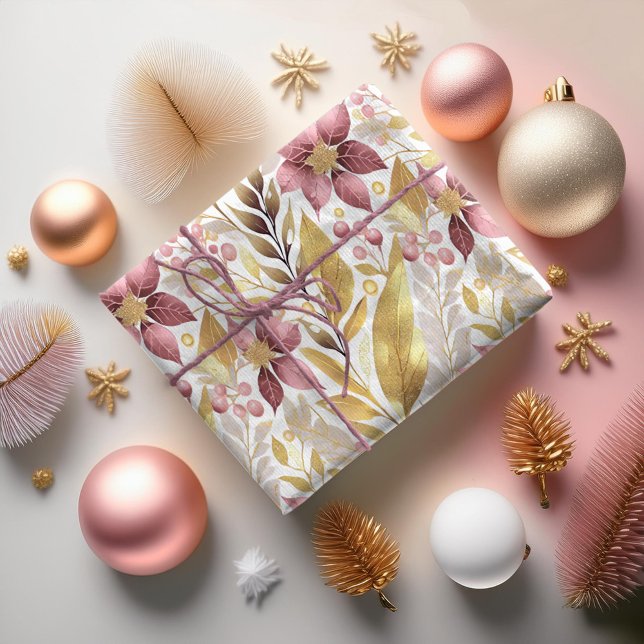 Pink Gold Christmas Pattern#21 ID1009 Wrapping Paper (Creator Uploaded)