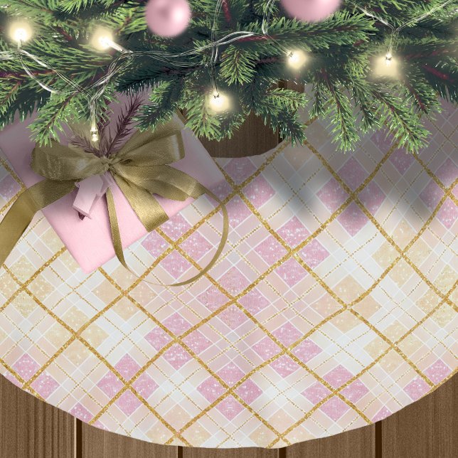 Pink Gold Christmas Pattern#28 ID1009 Brushed Polyester Tree Skirt (Creator Uploaded)