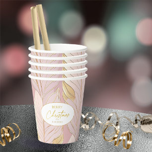 Pink Gold Christmas Pattern#29 ID1009 Paper Cups