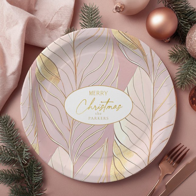 Pink Gold Christmas Pattern#29 ID1009 Paper Plate (Creator Uploaded)