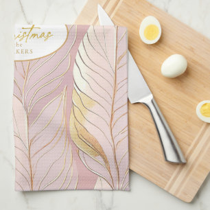 Pink Gold Christmas Pattern#29 ID1009 Tea Towel