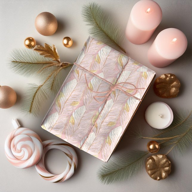 Pink Gold Christmas Pattern#29 ID1009 Wrapping Paper (Creator Uploaded)