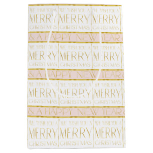 Pink Gold Christmas Pattern#35 ID1009 Medium Gift Bag