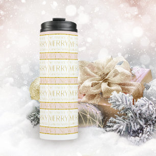 Pink Gold Christmas Pattern#35 ID1009 Thermal Tumbler