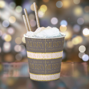 Pink Gold Christmas Pattern#35b ID1009 Paper Cups