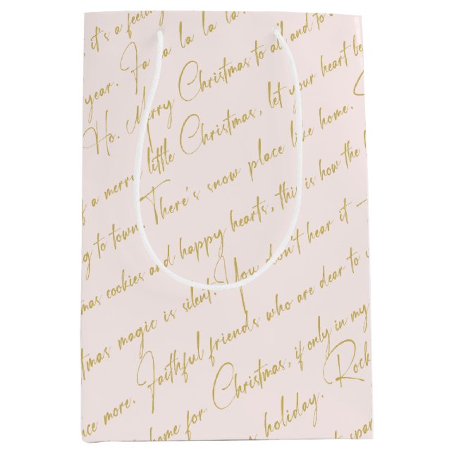 Pink Gold Christmas Pattern#36 ID1009 Medium Gift Bag (Front)